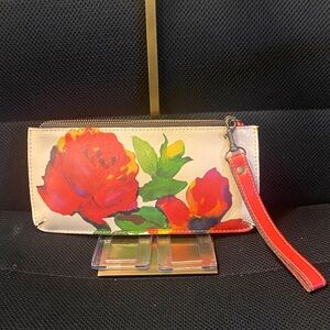 Patricia Nash Red and Green Floral Wristlet